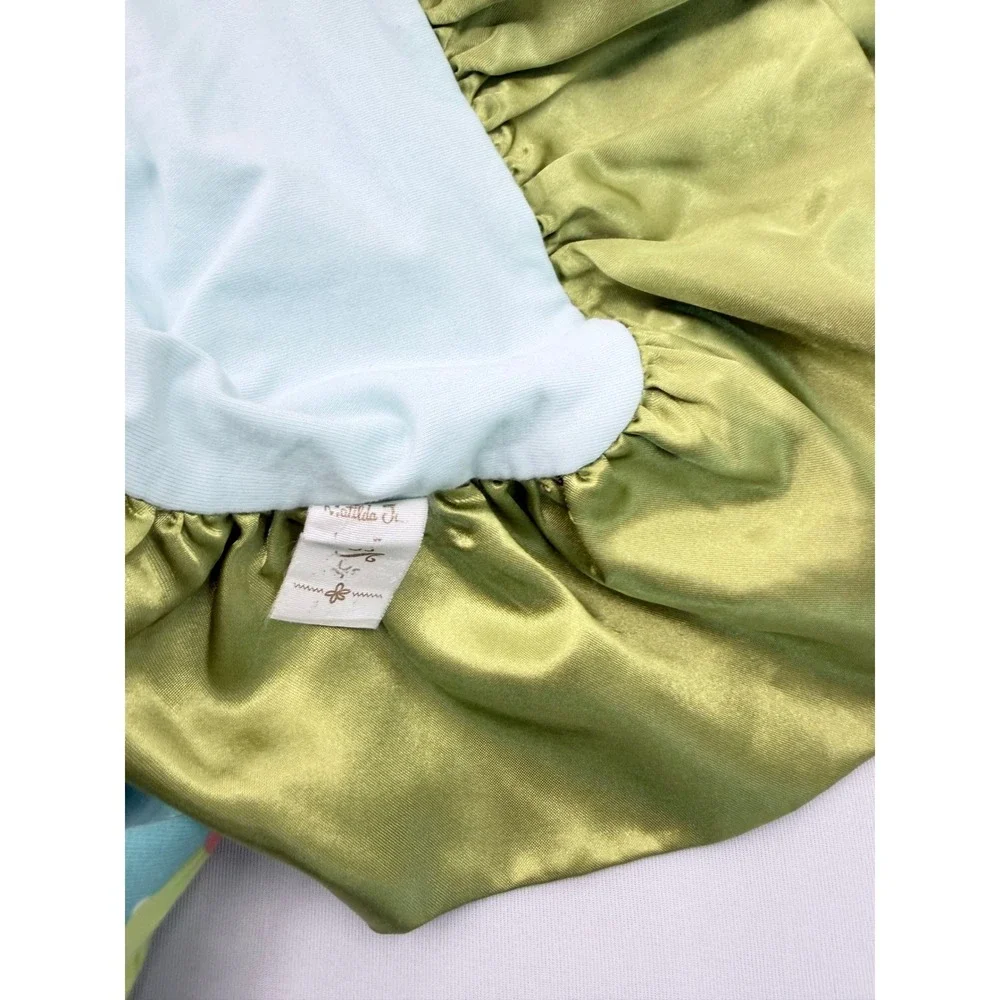 Matilda Jane Floral Baby Blanket Blue Green Ruffle Satin Trim 56x56